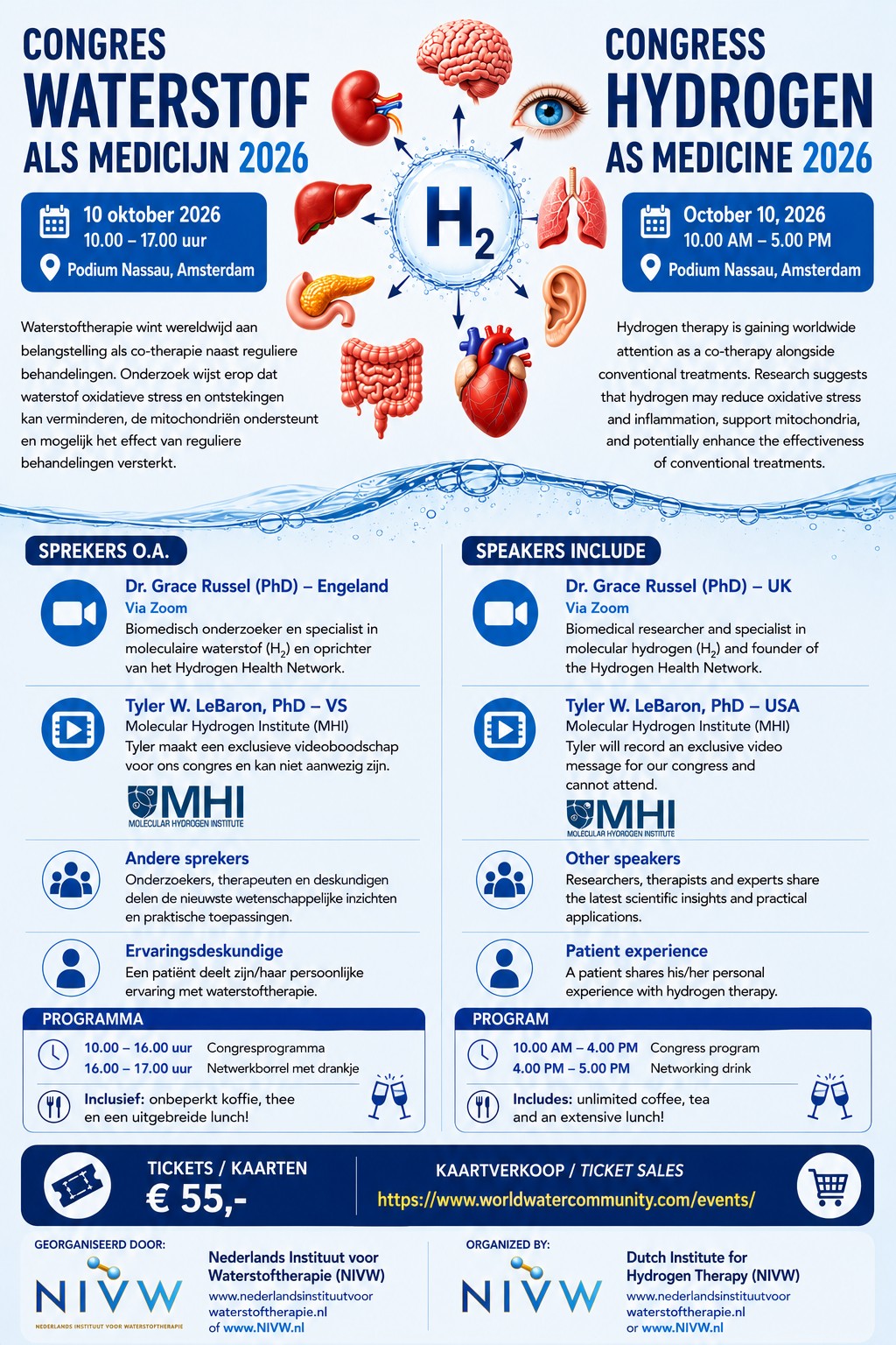 Congres Waterstof als Medicijn Flyer Congres Waterstof als - 10 oktober 2026 - Amsterdam
